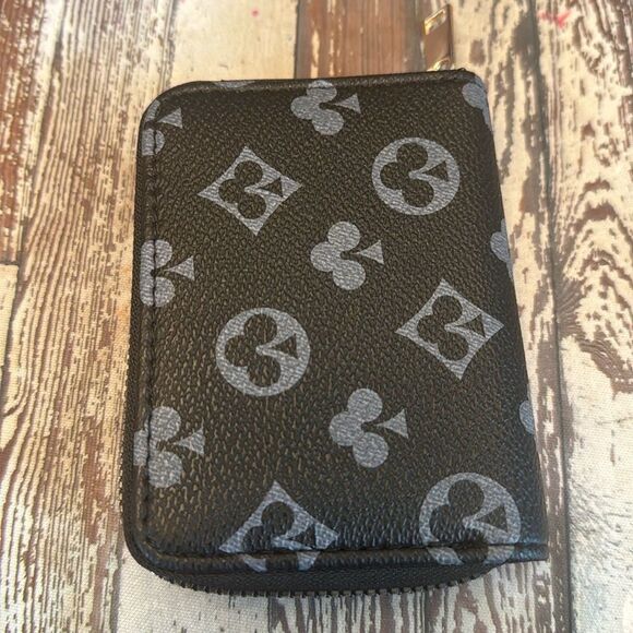 NEW Classic *Poker* Card Monogram Print Wallet Card Case Holder - Picture 1 of 8